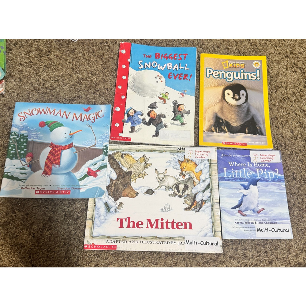 Book‎ Lot Winter Penguin Theme The Mitten Snowman Scholastic Classroom Children